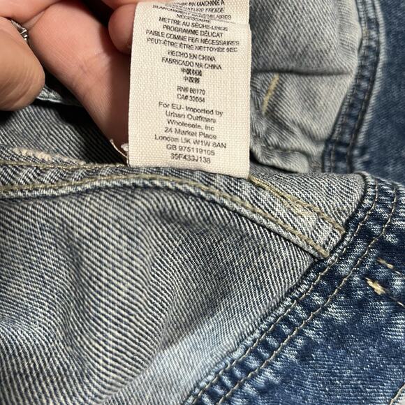 Free People Jean Jacket Blue Grey Denim Hooded‎ Trucker Distressed Womens Large - Picture 9 of 12